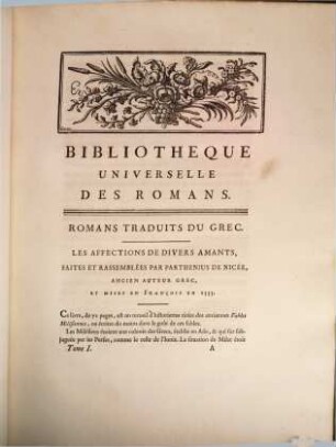 Bibliothèque universelle des romans : ouvrage périodique. 1. 1782