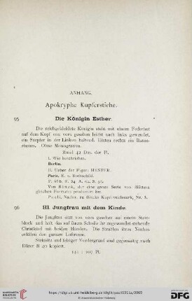 Anhang: Apokryphe Kupferstiche (Nr. 95 - 132)