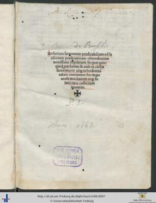 P. 1: Rosarium sermonum predicabilium ad faciliorem predicantium cōmoditatem nouissime cōpilatum