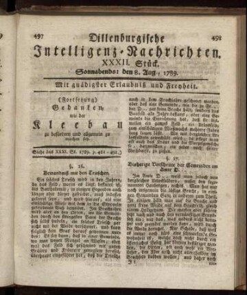 XXXII. Stück. Sonnabends: den 8. Aug., 1789.