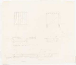 Grünfläche BAT-Zigarettenfabrik, Berlin-Spandau: Pergola: Draufsicht und Schnitt, Wasserbecken: 3 Schnitte 1:20