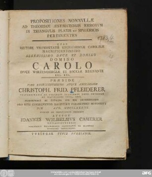 Propositiones Nonnvllæ Ad Theoriam Æstimationis Errorvm In Triangvlis Planis Et Sphæricis Pertinentes