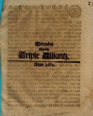 Bedencken über die Triple Alliantz