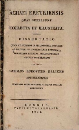 Achaei Eretriensis quae supersunt collecta et illustrata : dissertatio
