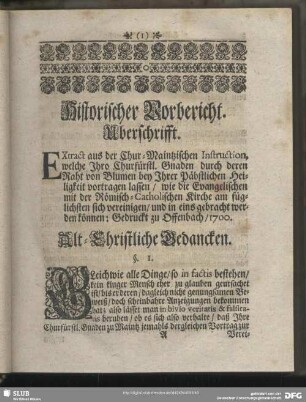 Historischer Vorbericht