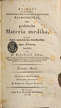 Auswahl der wirksamsten einfachen und zusammengesetzten Arzneimittel oder praktische Materia medika, 2