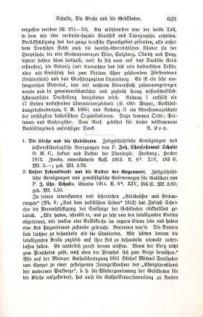 623-624 [Rezension] Schulte, Johannes Chrysostomus, Die Kirche und die Gebildeten