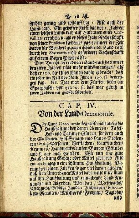 Cap. IV. Von der Land-Oeconomie.