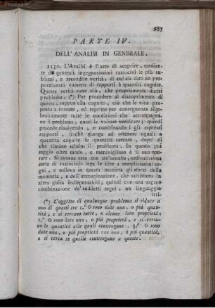 Parte IV. Dell' Analisi in generale. Alligazione. Dell' equazioni di secondo grado.