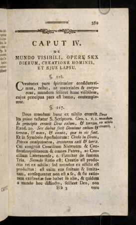 389-462, Caput IV. De Mundo Visibli, Opere Sex Dierum, Creatione Hominis, Et Ejus Lapsu.