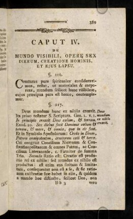389-462, Caput IV. De Mundo Visibli, Opere Sex Dierum, Creatione Hominis, Et Ejus Lapsu.