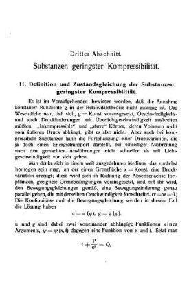 11. Definition und Zustandsgleichung der Substanzen geringster Kompressibilität.