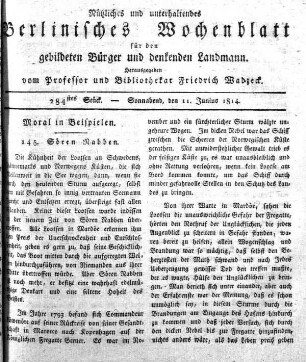 284stes Stueck, Sonnabend, den 11.Junius 1814