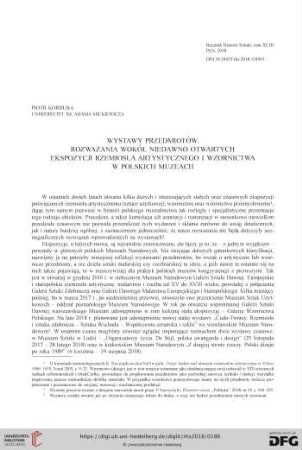 Wystawy przedmiotów. Rozważania wokół niedawno otwartych ekspozycji rzemiosła artystycznego i wzornictwa w polskich muzeach