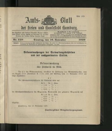 No. 240, 16. November 1920