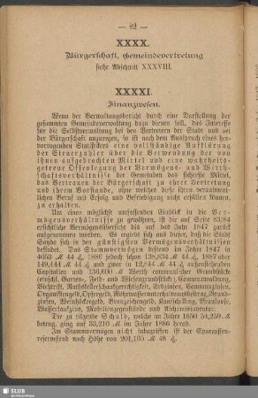 XXXXI. Finanzwesen