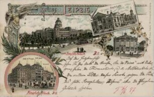 Gruss aus Leipzig: Pleissenburg, Markthalle, Panorama ...