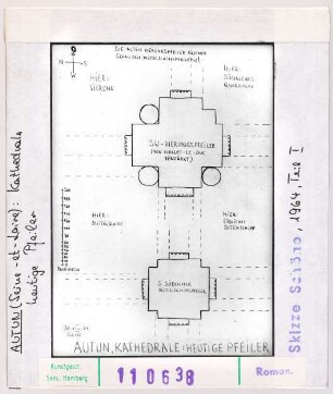 Autun: Kathedrale Saint-Lazare, heutige Pfeiler, Skizze Wolfgang Schöne 1964