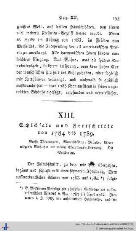XIII. Schicksale und Forstschritte von 1784 bis 1789