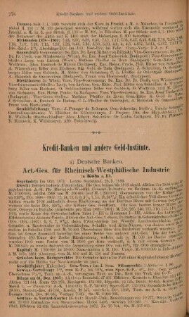 Kredit-Banken und andere Geld-Institute