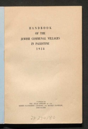Handbook of the Jewish communal villages in Palestine : 1938