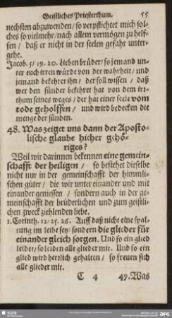 48. Was zeiget uns dann der Apostolische glaube hieher gehöriges?