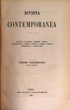 Rivista contemporanea. 29. 1862 = A. 10