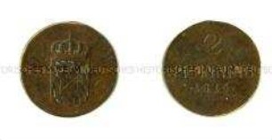 Deutsche Kleinmünze über 2 Pfennig aus dem Königreich Bayern