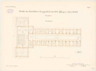 Zentralstation für jugendliche männliche Gefangene, Groß-Strehlitz: Haupthaus: Grundriss 3. Obergeschoss 1:100
