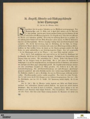 16. Angriff, Abwehr und Rückzugskämpfe in der Champagne