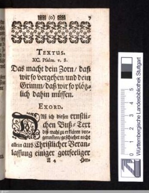 Textus: XC. Psalm. v. 8. Exord.