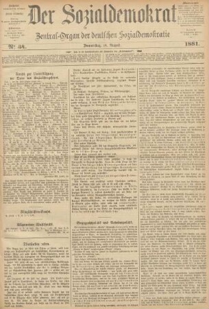 No 34. Donnerstag, 18. August. 1881.