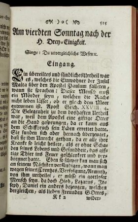 Am vierdten Sonntag nach der H. Drey-Einigkeit. - Am sechsten Sonntag nach der h. Drey-Einigkeit.