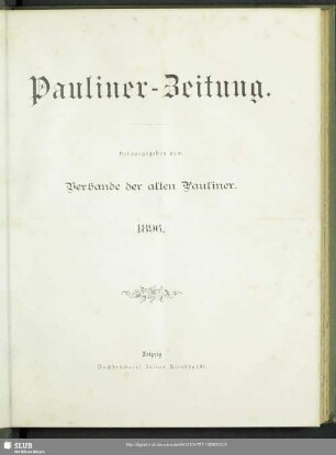 8.1896: Pauliner-Zeitung : Mitteilungen des Verbandes der Alten Pauliner