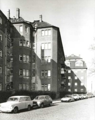 Dresden-Neustadt, Gehestraße 1 a-d/Eisenberger Straße 16 und 18/Hallesche Straße 2/Erfurter Straße. Wohnanlage des Kleinwohnungsbauvereins (1911)