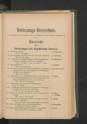 Vorlesungs-Verzeichnis