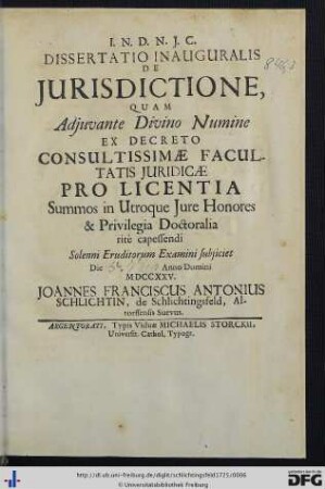 Dissertatio Inauguralis De Jurisdictione