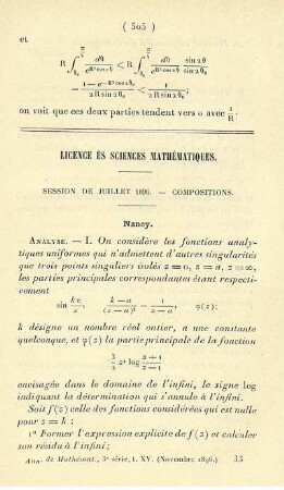 Licence ès sciences mathématiques.