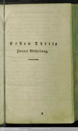 Erster Theils Zweyte Abtheilung