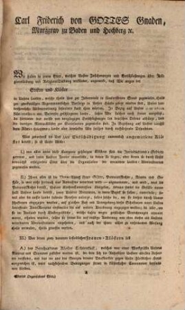 Kurfürstlich Badische Landes-Organisation : In 13 Edicten sammt Beylagen & Anhang
