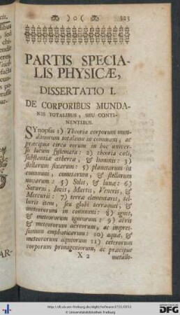 Pars Specialis Physicae.