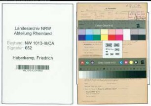 Entnazifizierung Friedrich Haberkamp , geb. 13.07.1899 (Schneider)