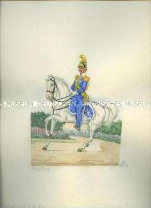 Uniformdarstellung, Prinz Georg als Stabsoffizier des Garde-Reiter-Regiments, Sachsen, 1859.