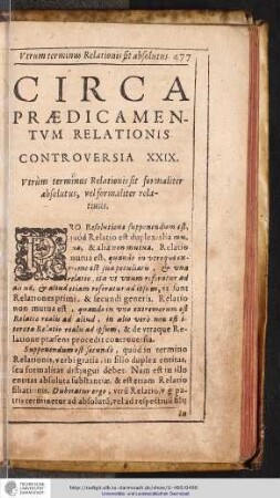 CIRCA PRAEDICAMENTVM RELATIONIS.