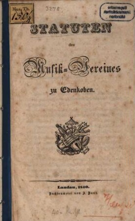 Statuten des Musik-Vereins zu Edenkoben