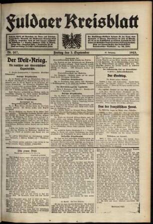 Ausgabe vom Freitag, den 03. September 1915.