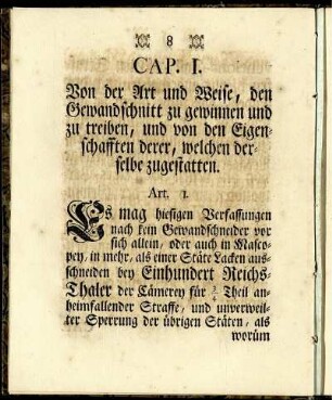 Cap. I. Von der Art und Weise, den Gewandschnitt zu gewinnen [...]