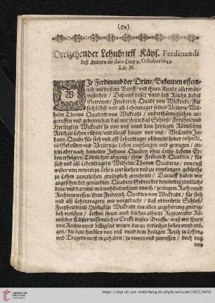 Dreizehender Lehnbrieff Käys. Ferdinandi deß Andern