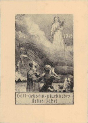 (Kriegspostkarte Nr. 34) Gott-gebe-ein-glückliches-neues-Jahr! (Vorabdruck mit Zensurvermerk)