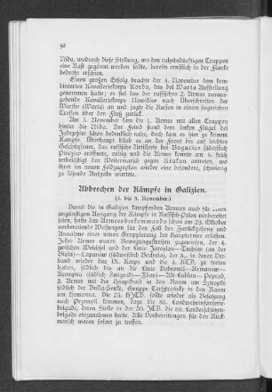 Abbrechen der Kämpfe in Galizien.